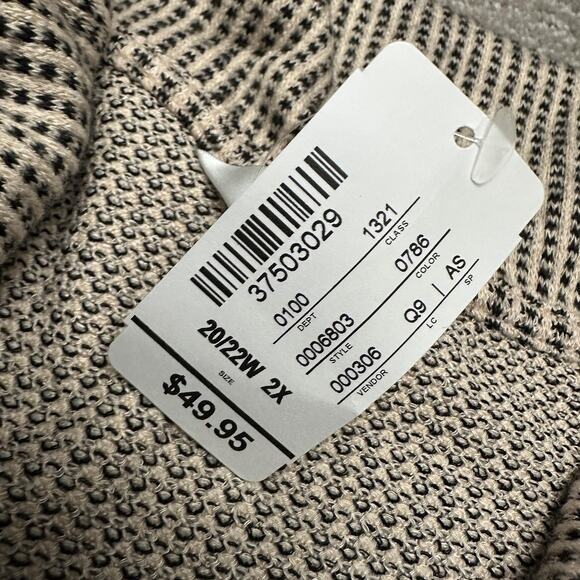 CJ Banks Sweater Womens 2X Beige Black Cowl Neck Soft Cozy New with Tags - Picture 8 of 13